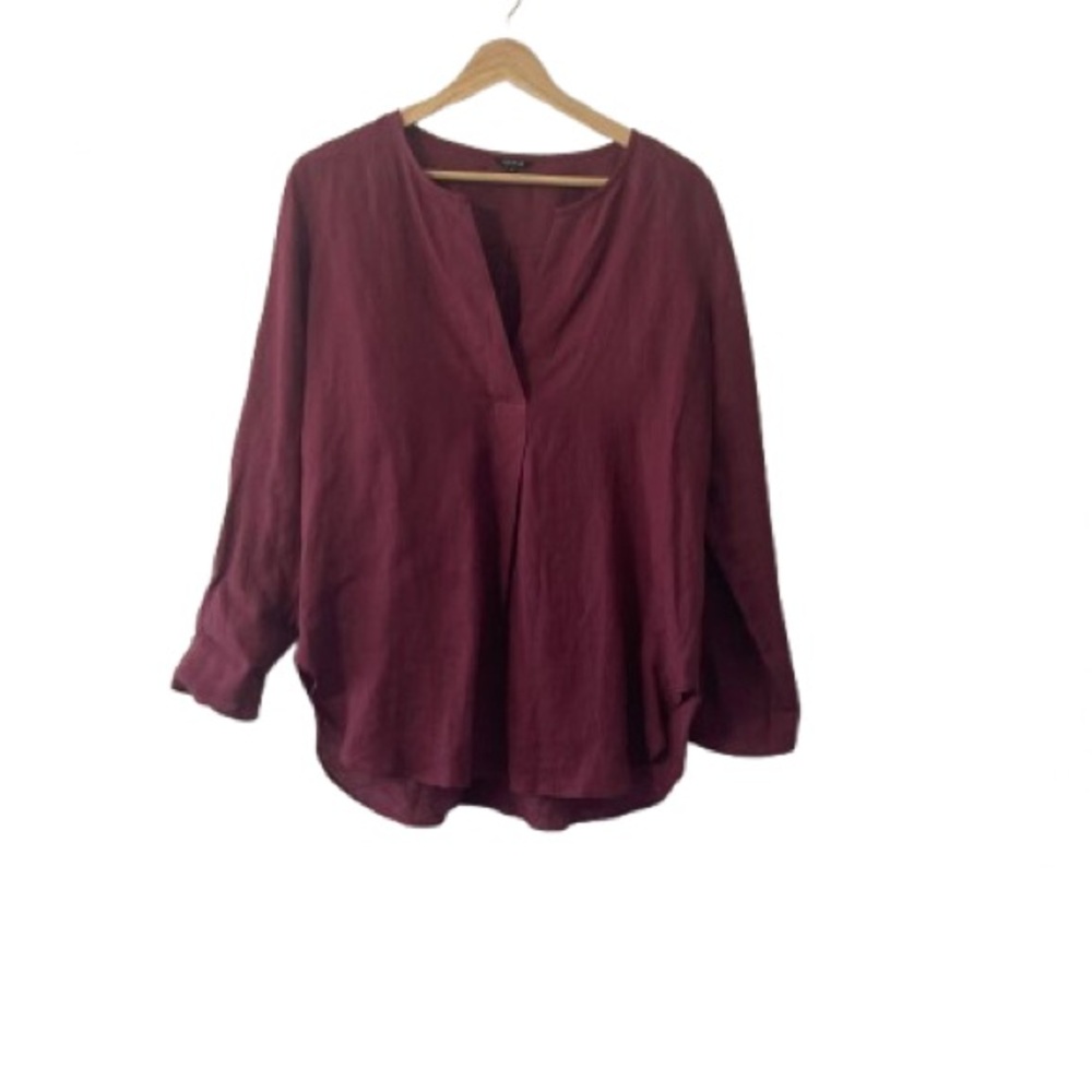 ViVI Burgundy Blouse 100%linen